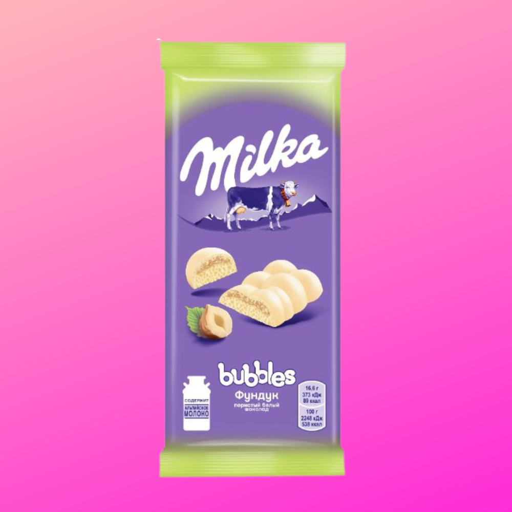 Шоколад Милка (пористый белый, фундук) 90 гр